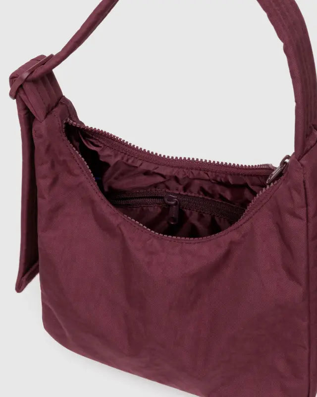 Mini Nylon Shoulder Bag in Mahogany