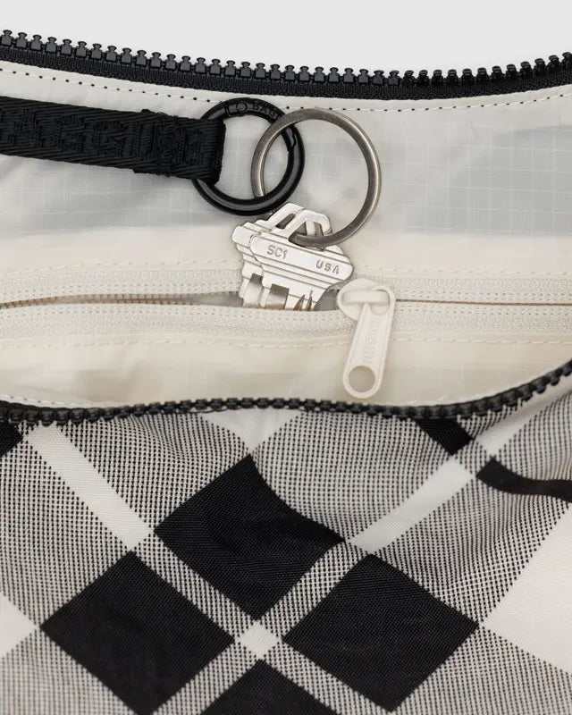 Medium Nylon Crescent Bag in Mixed Plaid