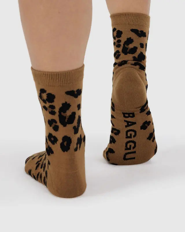 Baggu Crew Sock in Dark Leopard