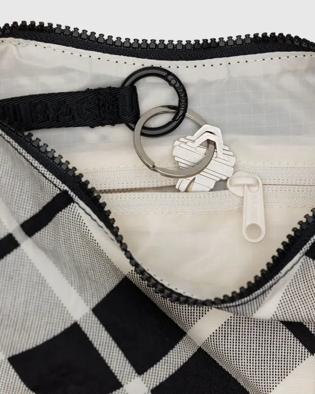 Small Nylon Crescent Bag in Mixed Plaid