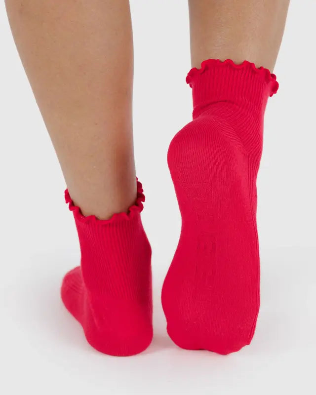 Lettuce Edge Sock Set of 2 in Lavender/Red