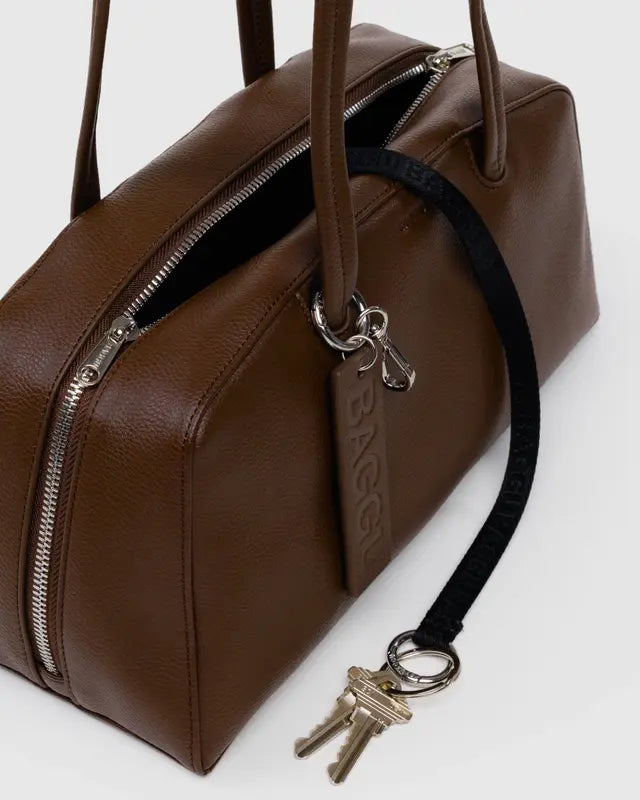 Recycled Leather Bowler Bag in Brown