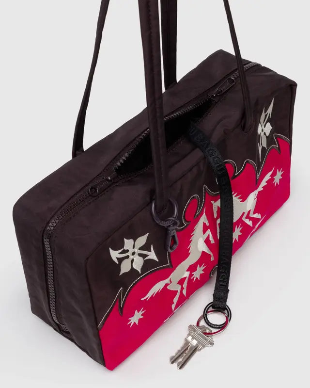 Nylon Bowler Bag in Western Applique