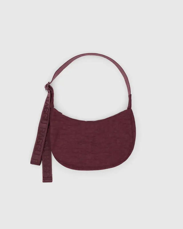 Small Nylon Crescent Bag in Mahogany