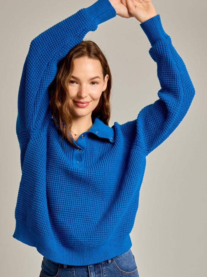 Waffle Sweater in Blue