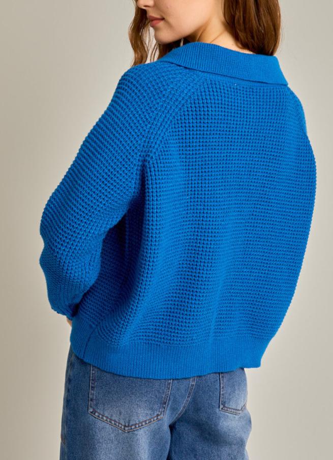 Waffle Sweater in Blue