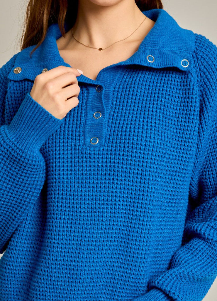 Waffle Sweater in Blue