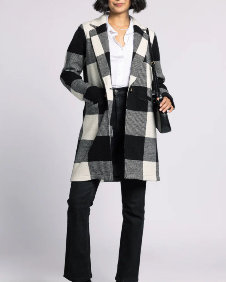Kenzie Coat in Ivory Black Plaid