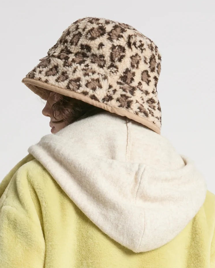 Leopard Reversible Bucket Hat in Tan