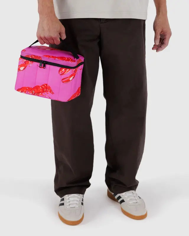 Puffy Lunch Bag in Pink Lobster