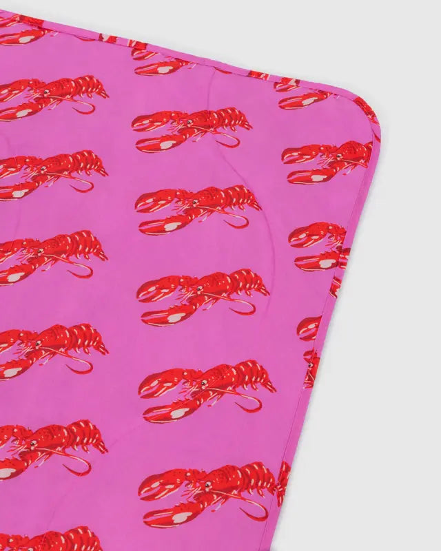 Puffy Picnic Blanket in Pink Lobster