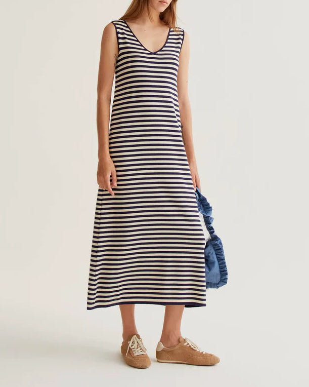 navy blue and white striped knit dress Navy and White Stripe Knit Marie Dress