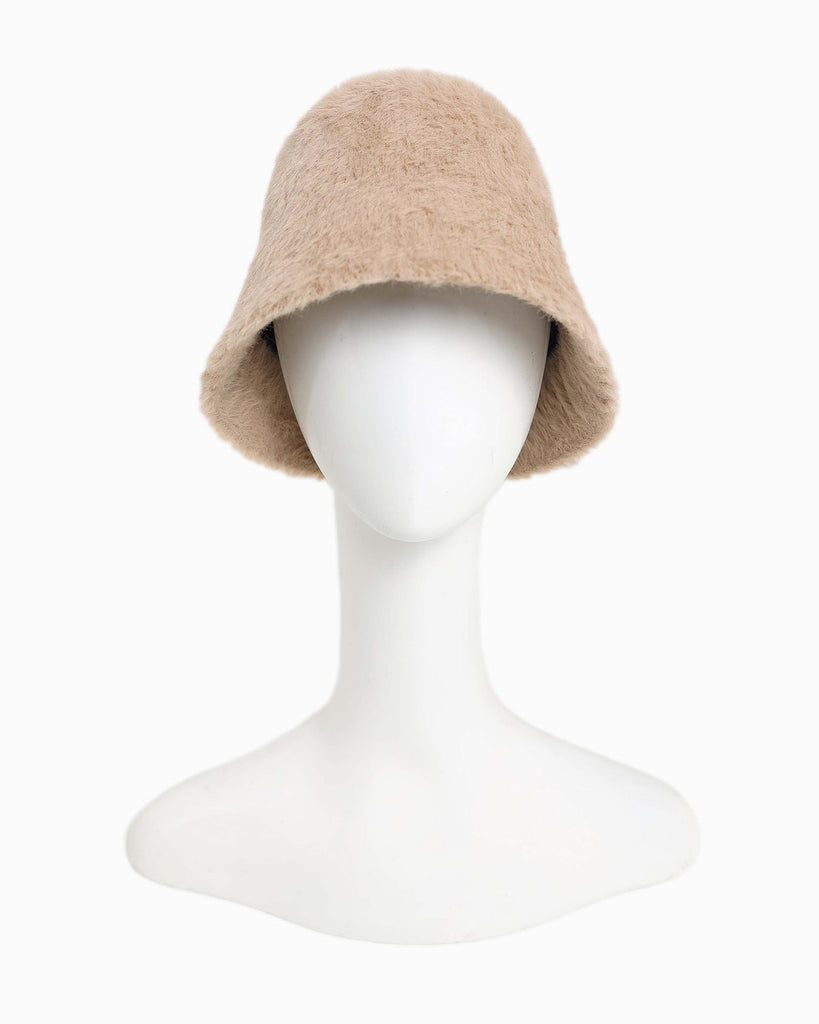 Fluffy Bucket Hat in Camel