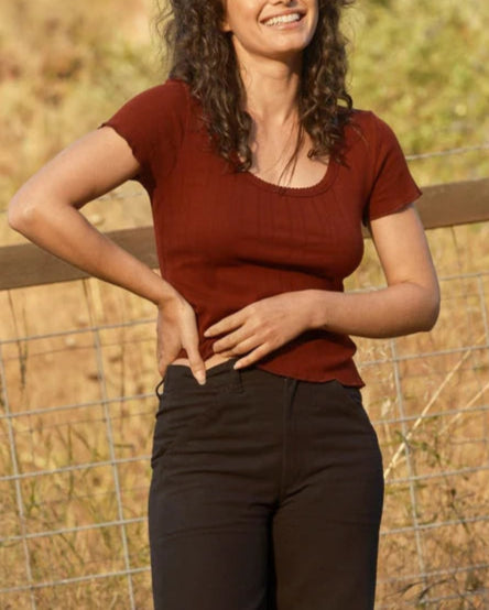 Pointelle Tee in Malbec