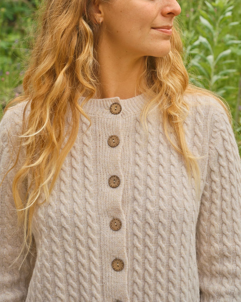 Cable Cardigan in Natural