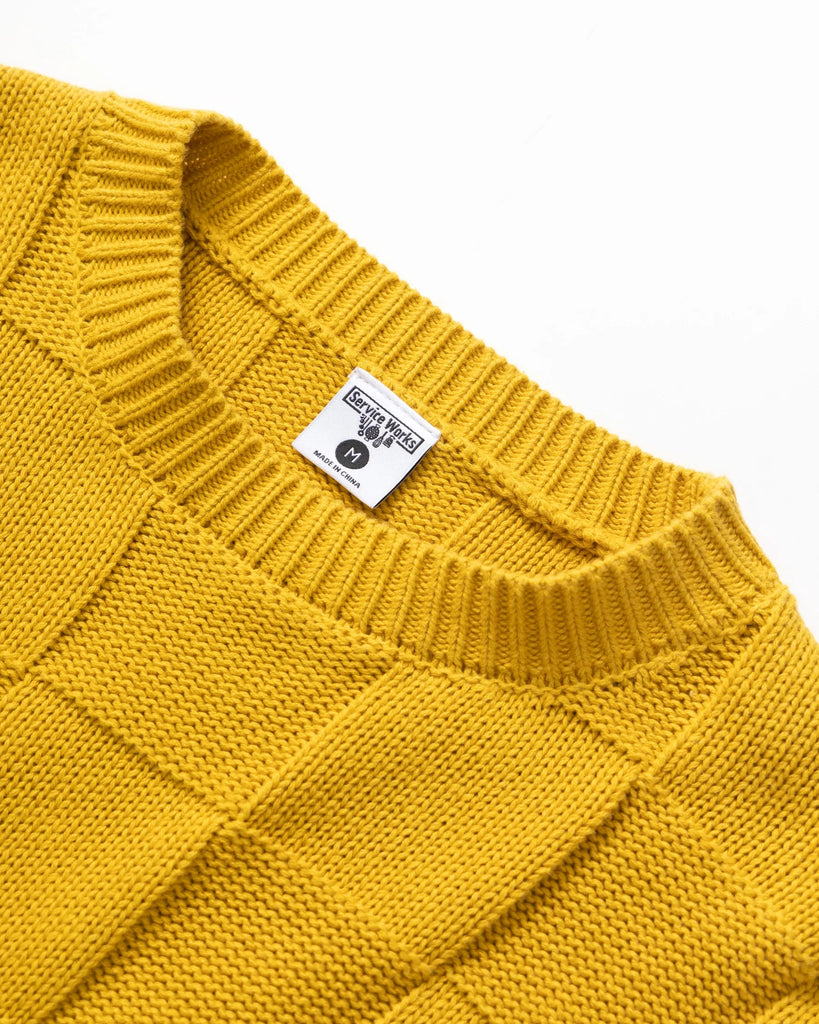 Check Knit Crewneck in Ochre