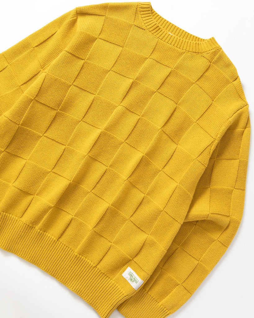 Check Knit Crewneck in Ochre