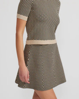 Pip Knit Skirt in Black Tan