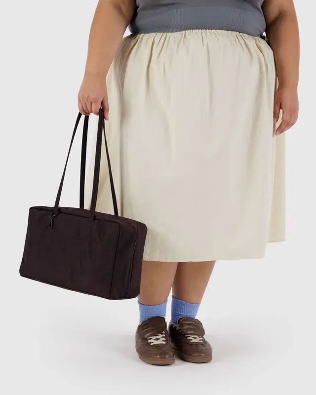 Medium Nylon Bowler Bag in Chocolate Plum