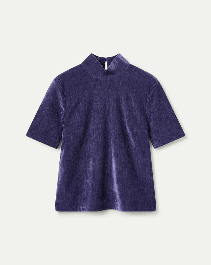 Chenille Mock Turtleneck Top in Purple