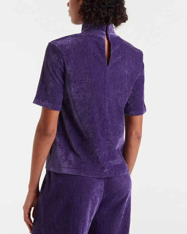 Chenille Mock Turtleneck Top in Purple