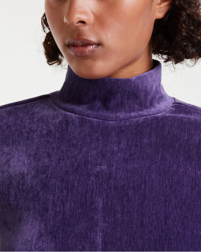 Chenille Mock Turtleneck Top in Purple