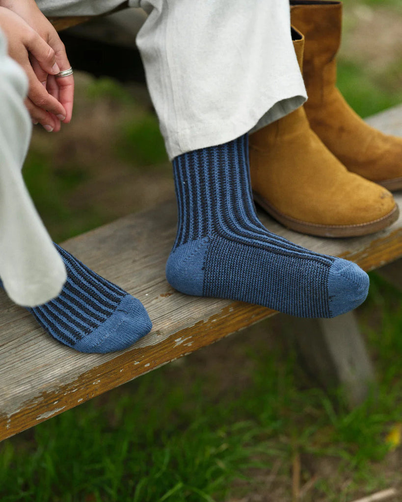 Two Tone Rib Sock Black/Blue