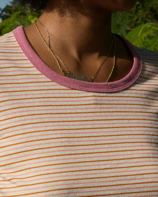 Ringer Tee in Pink Stripe