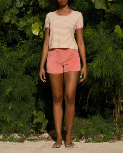 Ringer Tee in Pink Stripe