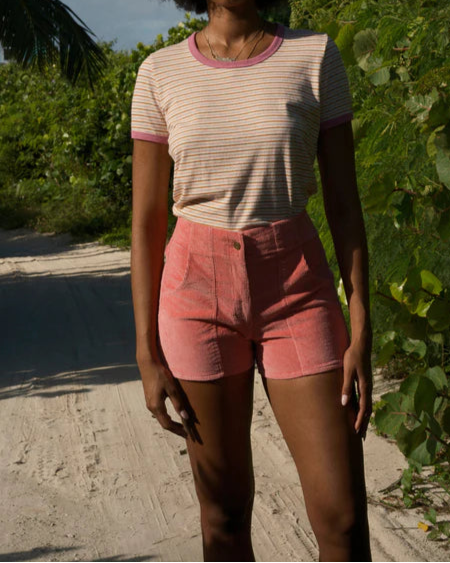 Ringer Tee in Pink Stripe