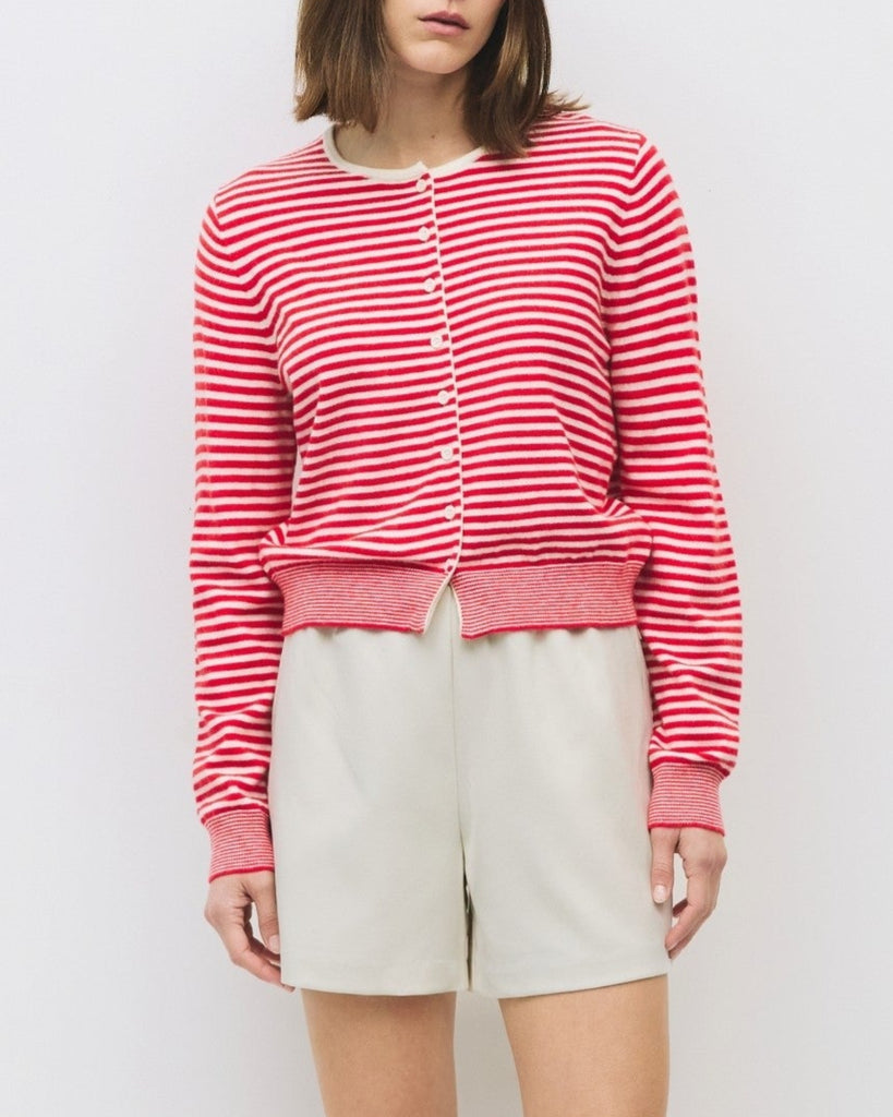 Montana Cardigan in Red/White