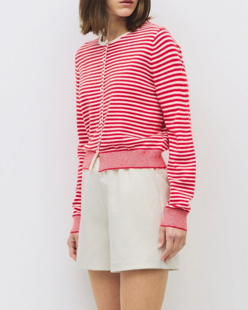 Montana Cardigan in Red/White