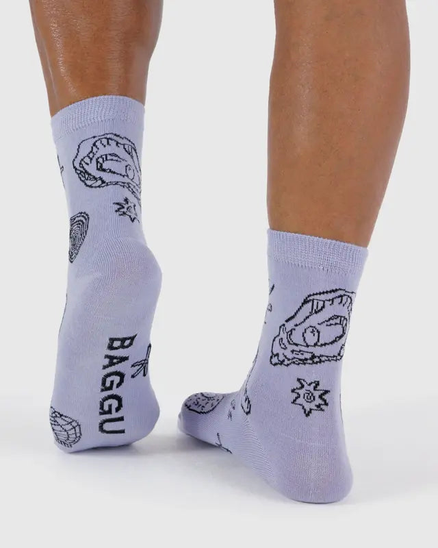 Baggu Crew Sock in Shells Light Blue