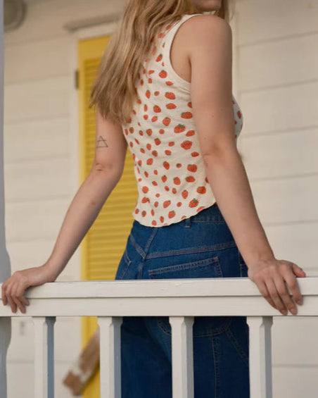 Hemp Rib Tank in Strawberry
