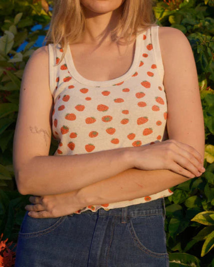 Hemp Rib Tank in Strawberry