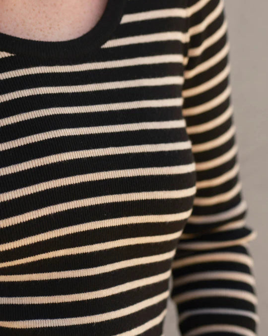 Francoise Tee in Black & Natural Stripe