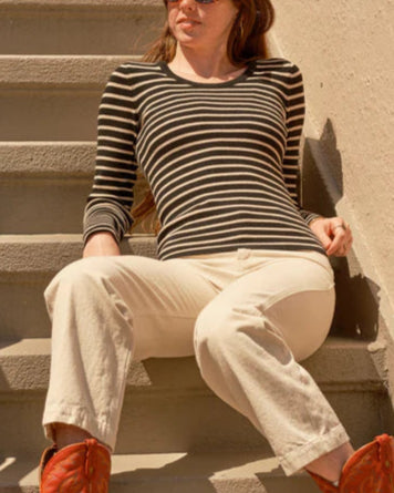 Francoise Tee in Black & Natural Stripe
