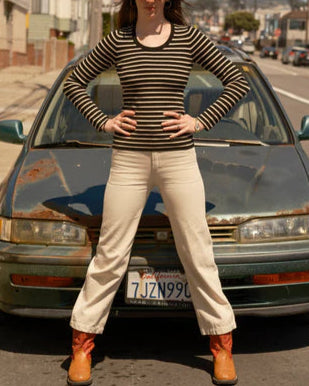 Francoise Tee in Black & Natural Stripe