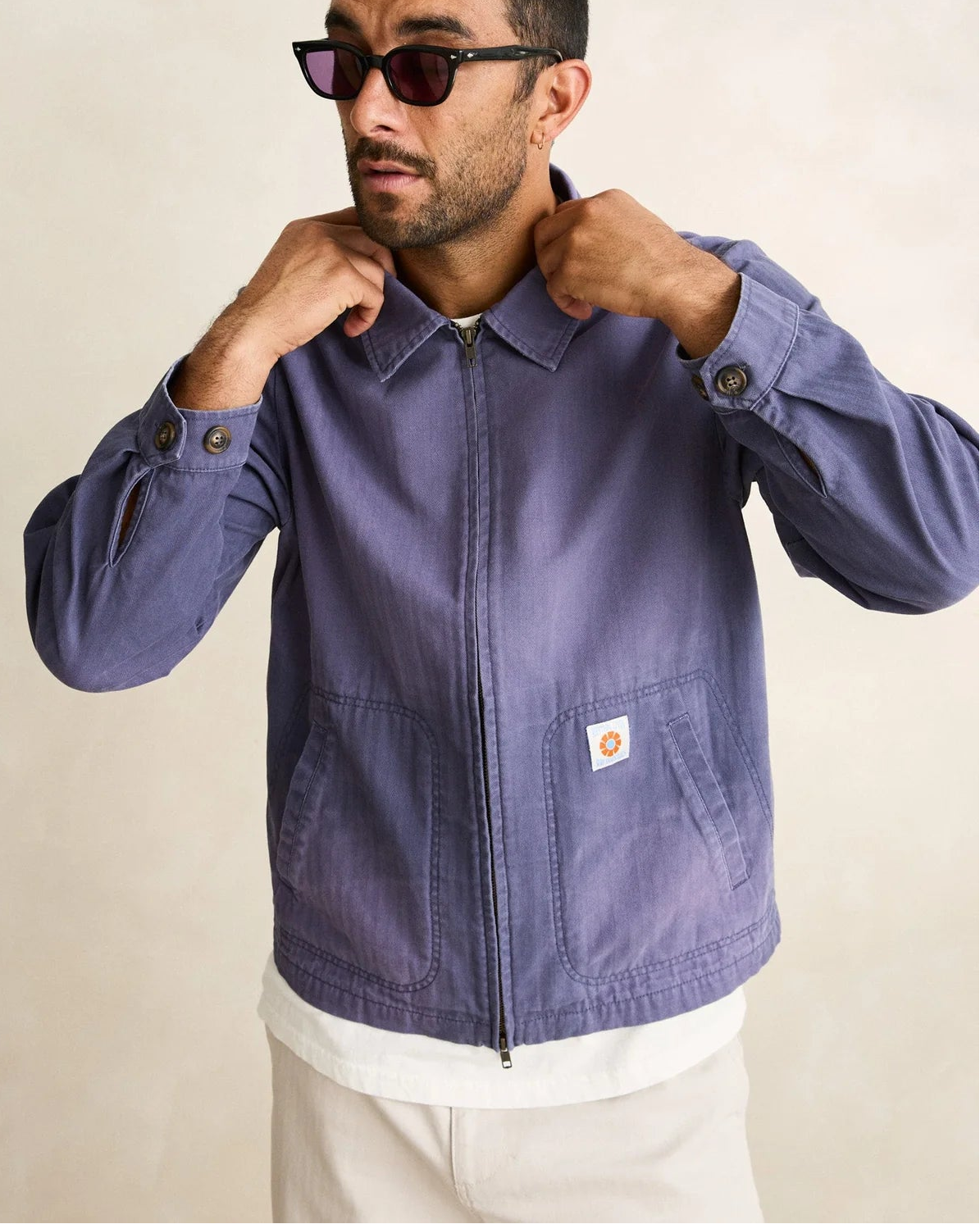 Herringbone Sun Wash Jacket in Vintage Blue | Penelope's
