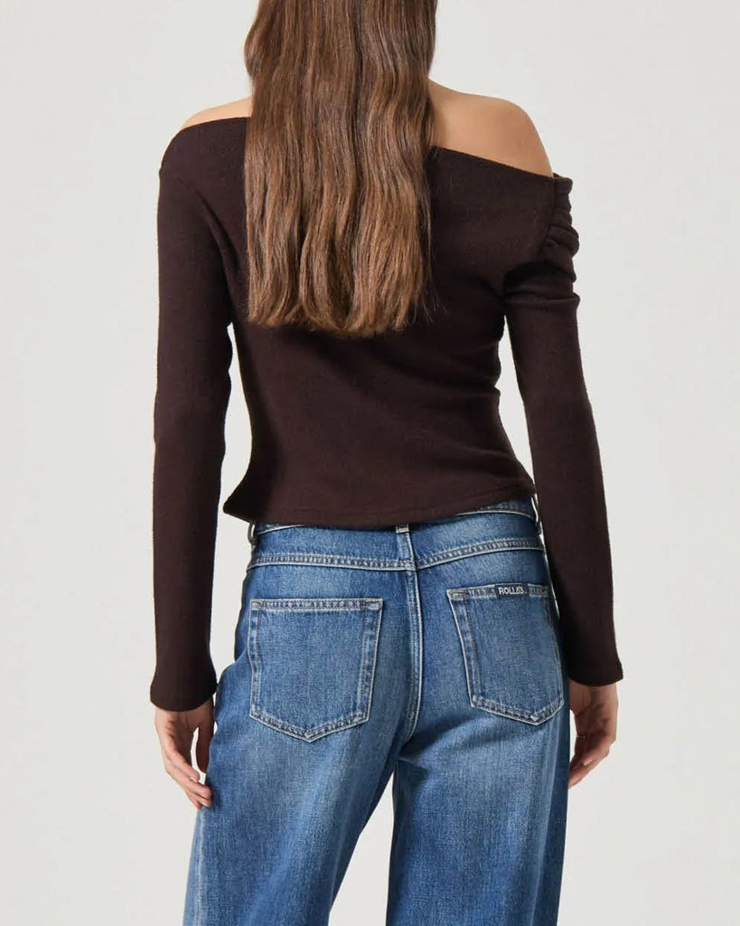 Cold Shoulder Top in Chocolate