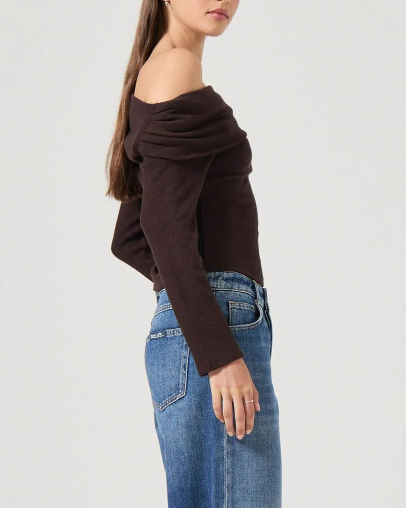 Cold Shoulder Top in Chocolate