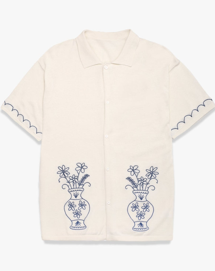 Knitted Vase Shirt in Off White