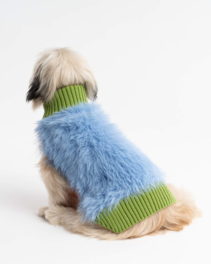 Faux Fur Dog Sweater in Periwinkle