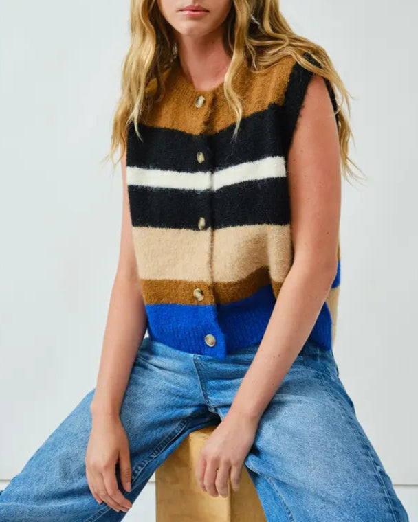 Village Vest in Brown Multi