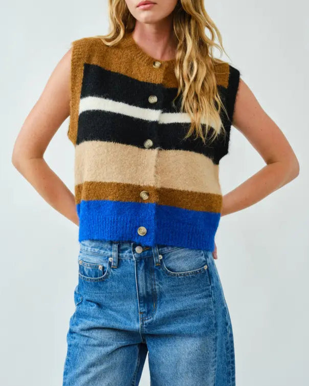 Village Vest in Brown Multi