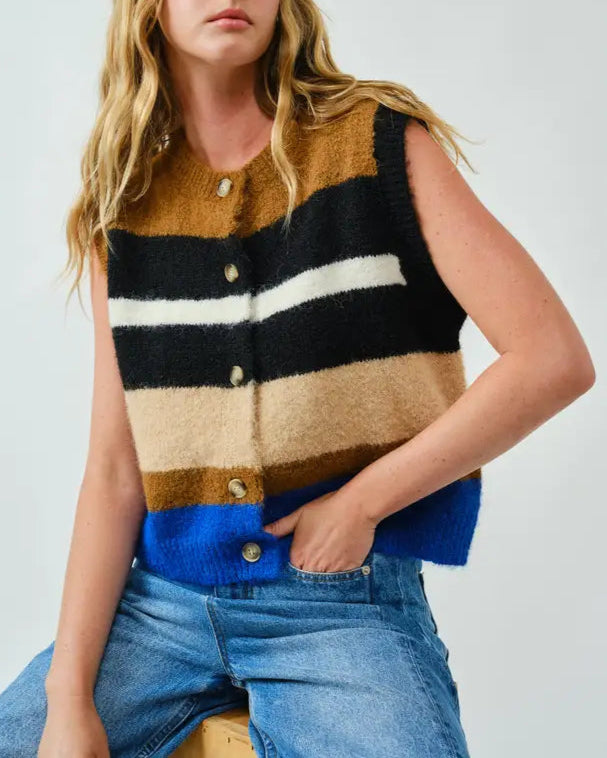 Village Vest in Brown Multi
