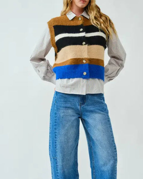 Village Vest in Brown Multi
