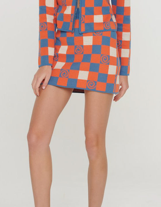Checkerboad Swirl Skirt