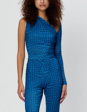 Wavy Check Top in Blue