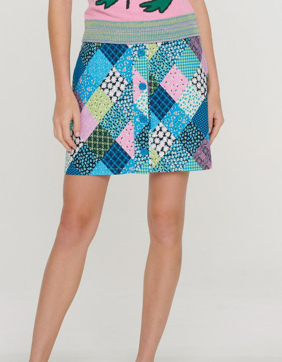 Multi Patchwork Print Skirt